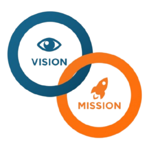 a blue and orange circles with words
