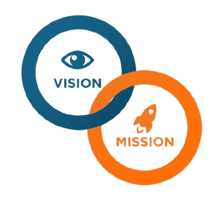 a blue and orange circles with words